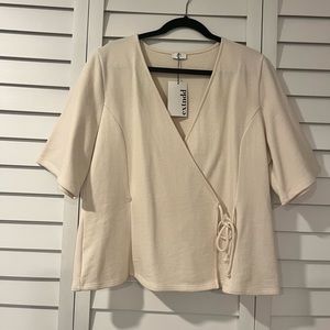 N/T brand, 1XL cream short sleeved wrap top from boutique, New with Tags!